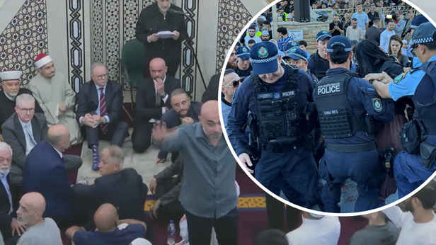 Albanese heckled, protester thrown out after commotion at Lakemba Mosque