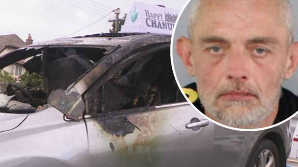 Police release details of arson suspect after car with Hanukkah signage firebombed